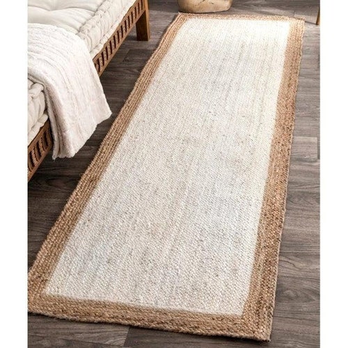 Rectangular Floor Rug Runner Rug Braided Jute Runner Rugbeige Etsy