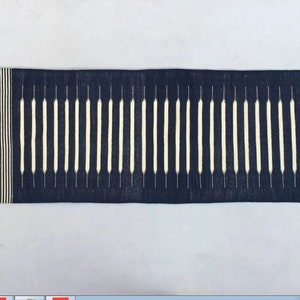 Flatweave Cotton Rug, Stripe Design Navy Blue Runner Rug, Entryway Runner, Bedside Runner, Bathroom Runner Rug 2x8, 2x10, 3x10, 4x10 Ft Rug
