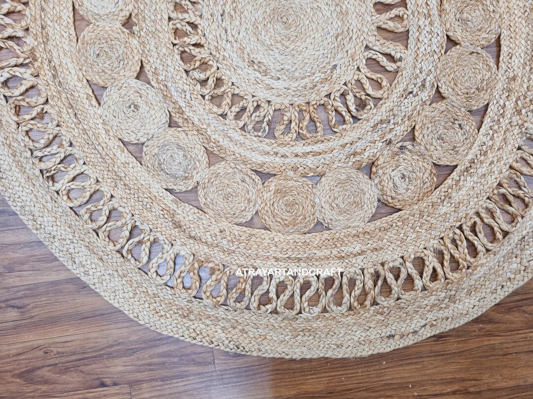 Hand Braided Round Jute Rug, Custom Size Jute Round Rug, Trendy Rugs