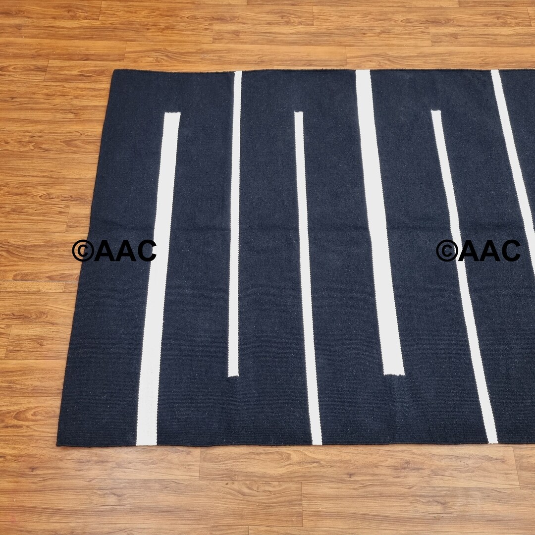 Handwoven Cotton Rug, Black White Runner Rug, Modern Rug, Beni Ourain Rug, Living Room Rug