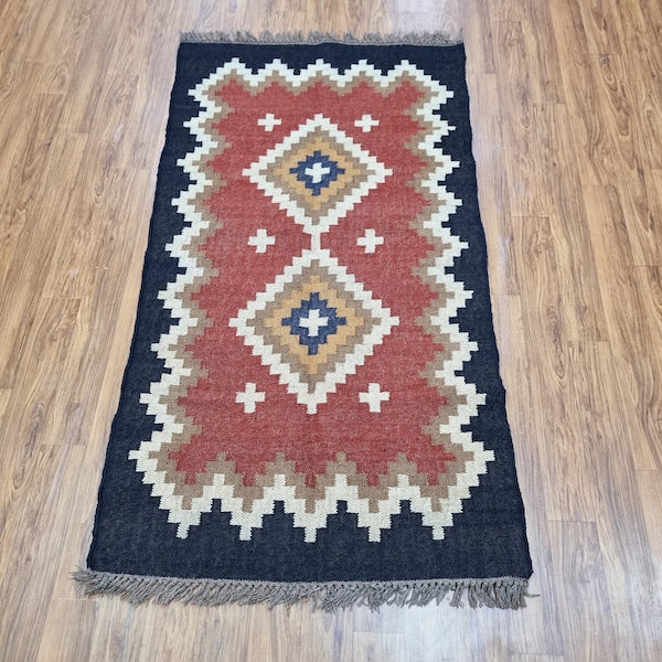 Handmade Wool Jute Rug, Handwoven Kilim Rug, Navajo Aztec Rug, Custom Size Rugs, Bedroom Rug, Living Room Rug, 5x8, 6x9, 8x10, 9x12 Feet Rug