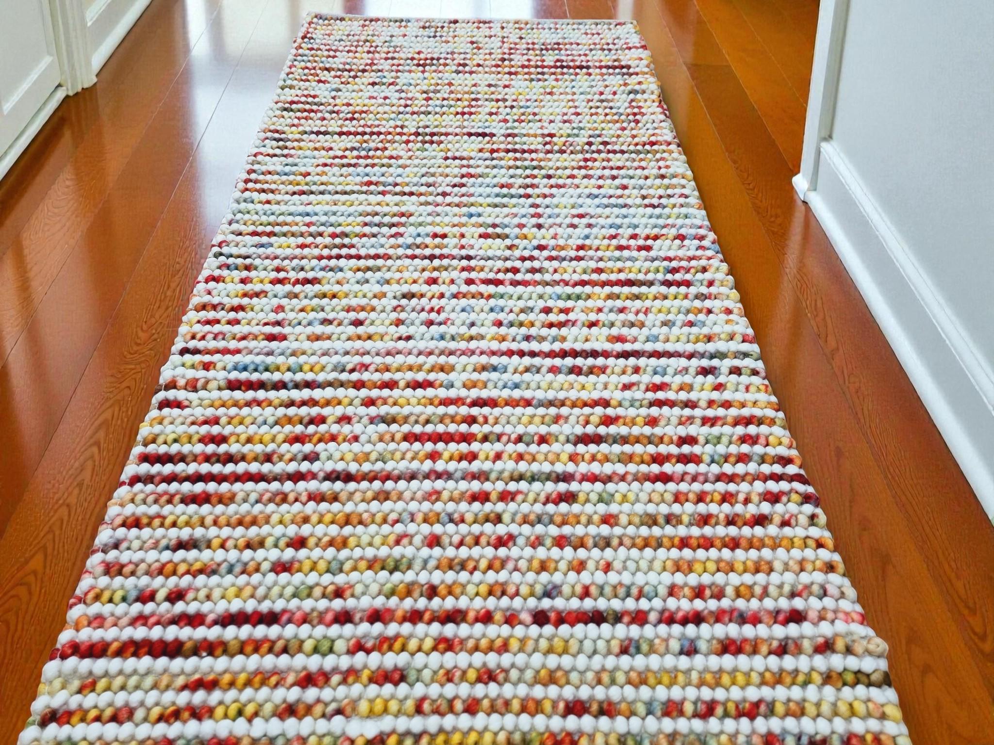 Wool Entry Rug Handmade Bedroom Dining Area Entryway Hallway Hand Loom Wool Rug White ...