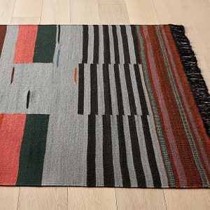 Handmade Cotton Rug, Kilim rug , Eco Friendly Earthy Bohemian Colorful eye-catching Runner Rug Living Room Bedside Runner 6x9, 8x10, 9x12 ft