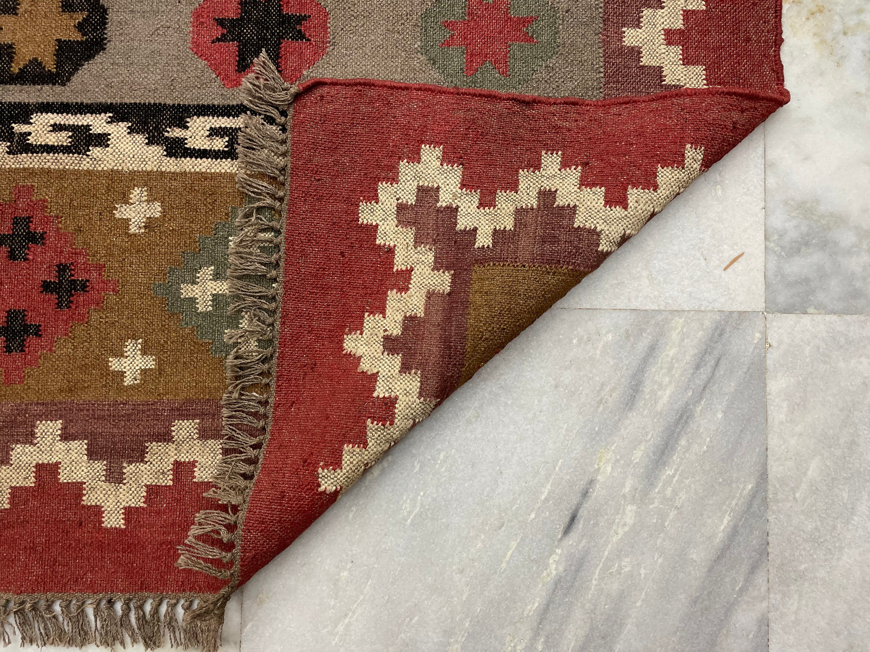 9X12 Handmade Wool Jute Rug Navajo Kilim Rug Living/Dinning Etsy