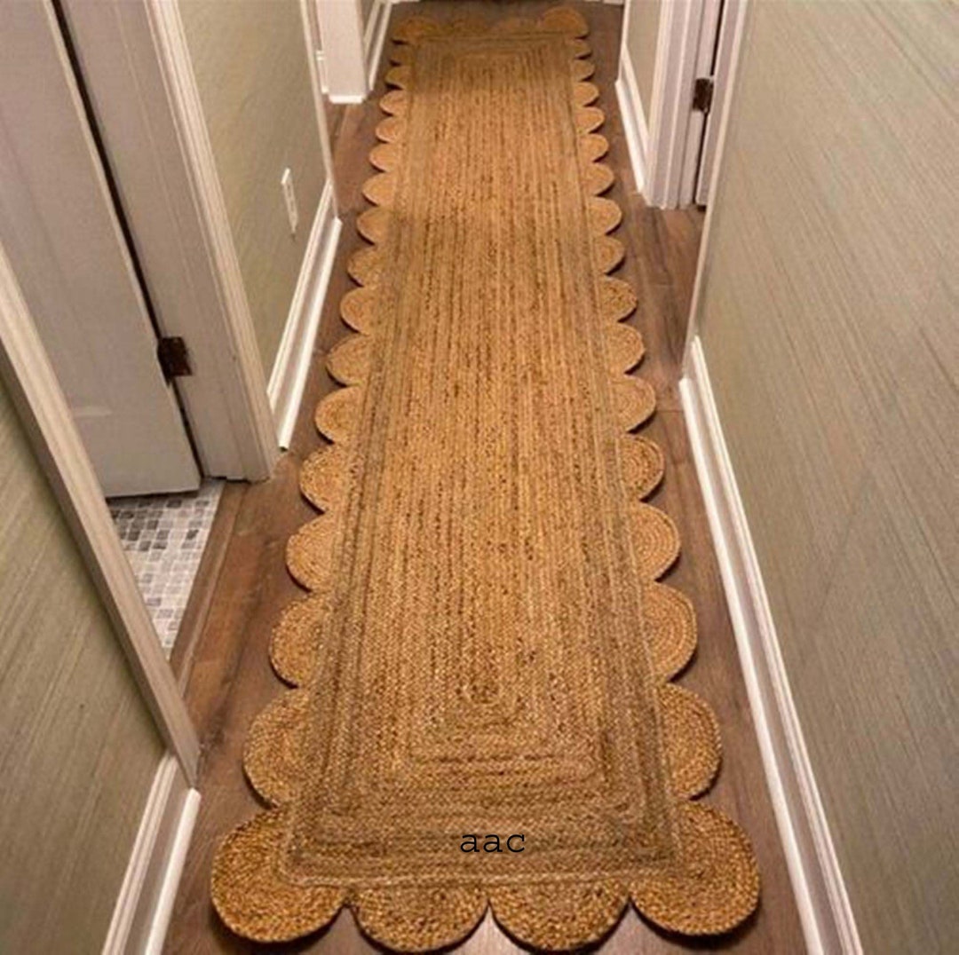 Boho Jute Braided Scalloped Jute Rug Scallop Rug Boho Rug Etsy