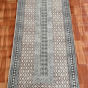 Hand Block Print Rug Runner, Handwoven Runner Rug, Kilim Runner Rug, Entryway Runner, Living Room Rug, Boho Rug, Cotton Rug 2x8, 2x10, 8x10