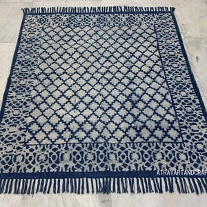 Hand Block Print Cotton Rug Dhurrie, Indian Flatweave Rug, Large Area Rug, Living Room Rug, Kitchen Rug, Outdoor Rug, 6x9, 7x9, 8x10, 9x12