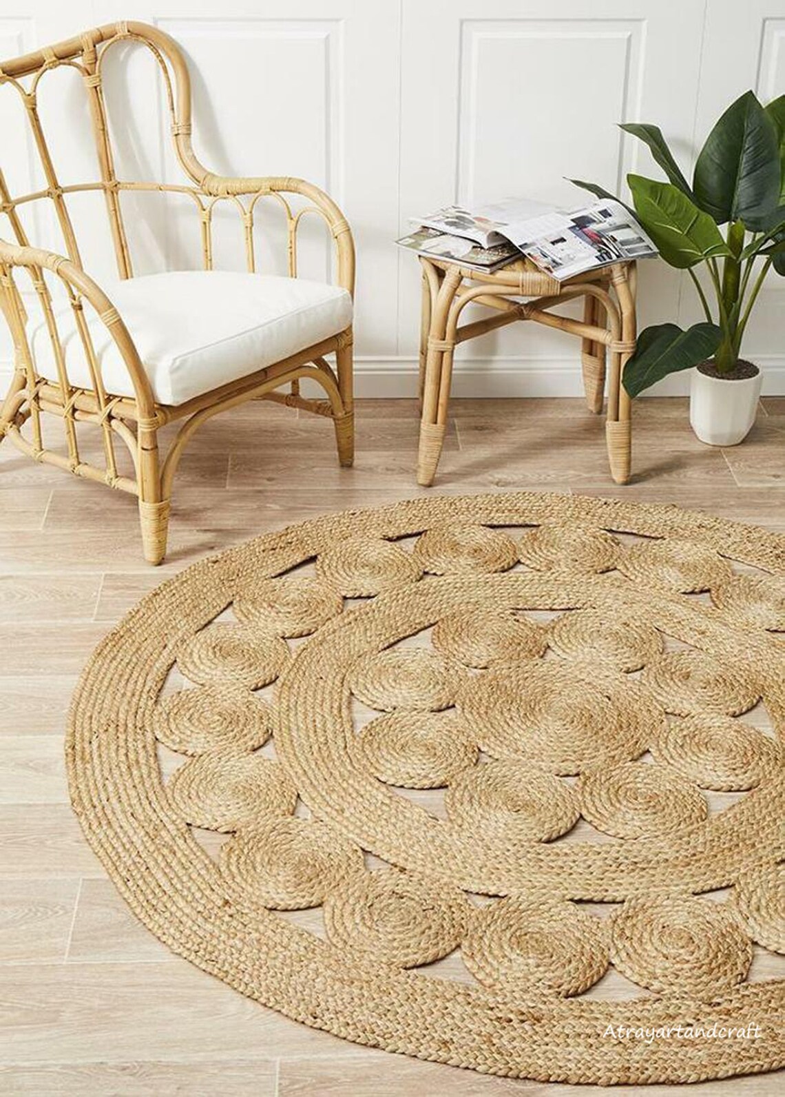 8x810x1012x12 Ft.round Jute Rug in Palm/beautiful Round Rug/ Etsy