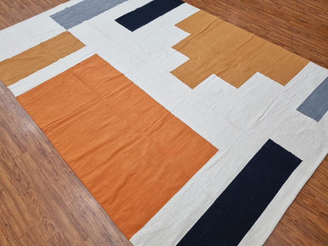 7x14, 8x10, 8x14 9x12, 12x12 Ft Cotton Rug, Kilim Rug, Eco Friendly Earthy Bohemian Eyecatching