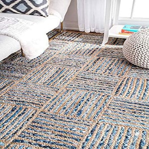 Braided cotton Jute Area Rugs for Living Room,Braided Area Rug for Bedroom & Kids Room Size Soft Reversible,