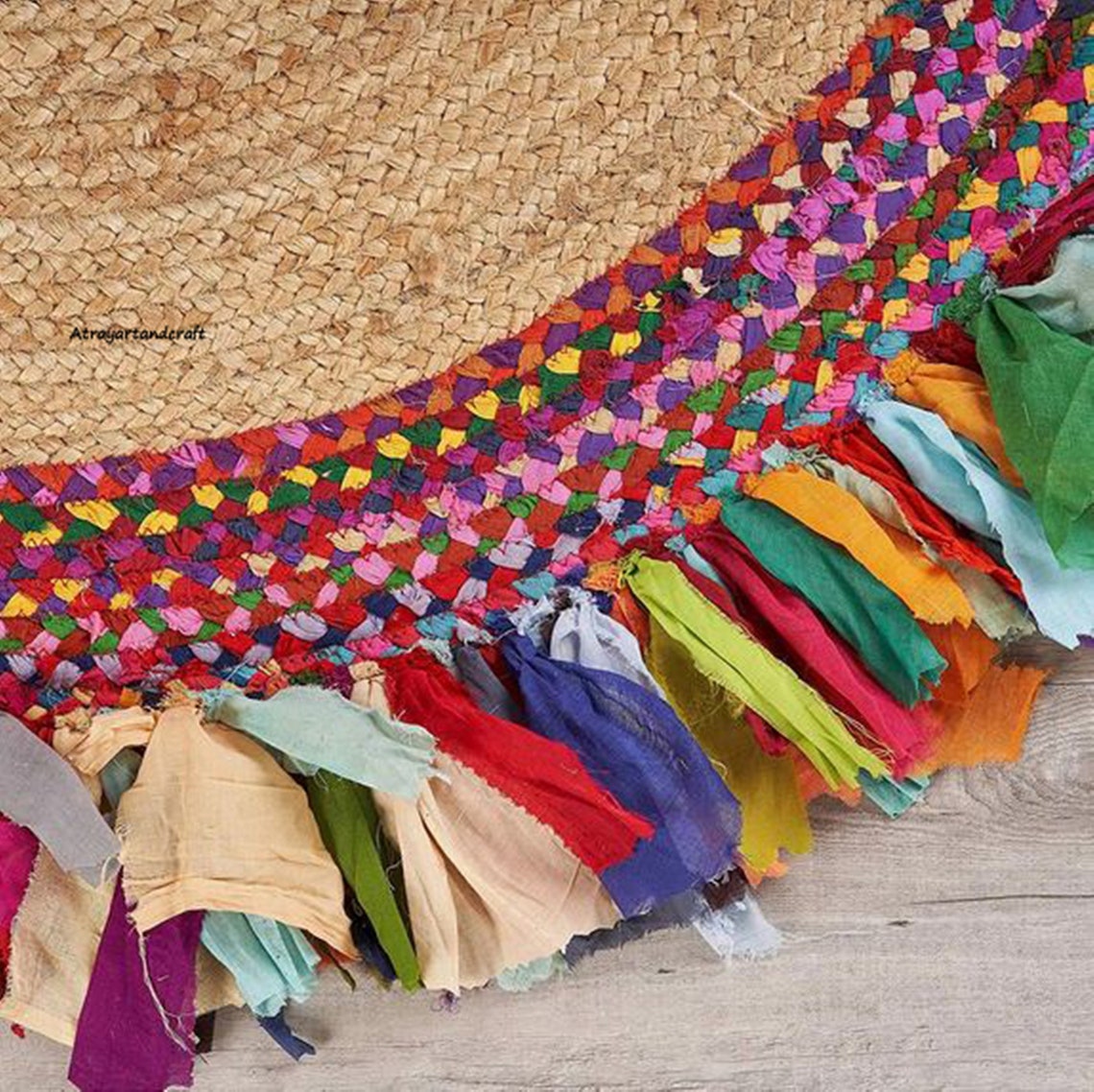 8x812x12 Ft. Round Table Rug in Palm/chindi round rug/ Area Etsy