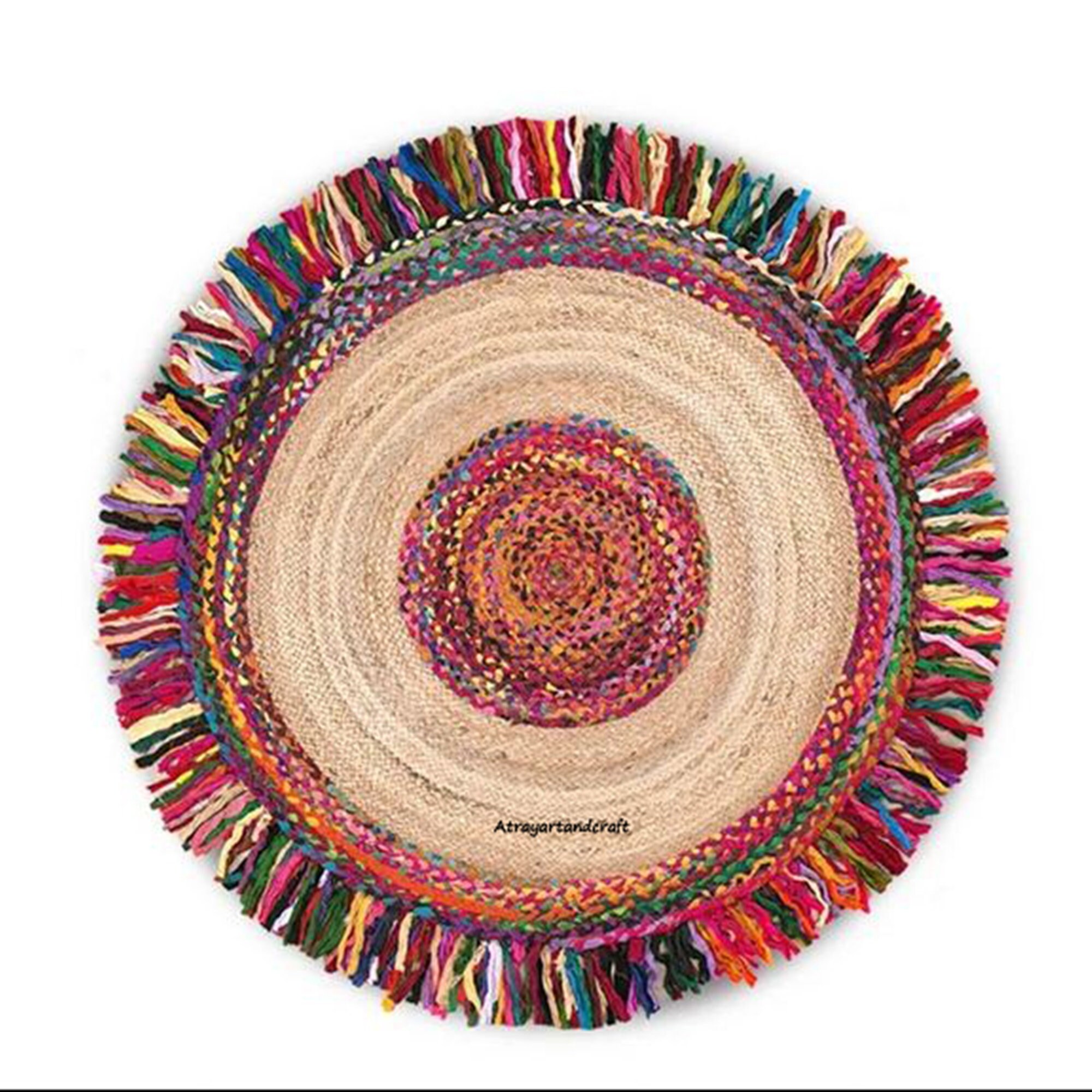 8x812x12 Ft. Round Table Rug in Palm/chindi round rug/ Area Etsy