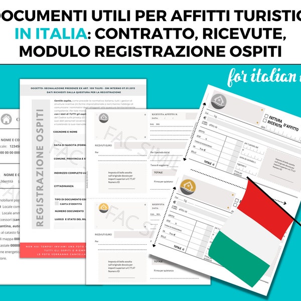 contratto locazione editabile | ricevuta affitti, modulo per raccogliere i dati degli ospiti per la questura: 3 documenti per affittare casa