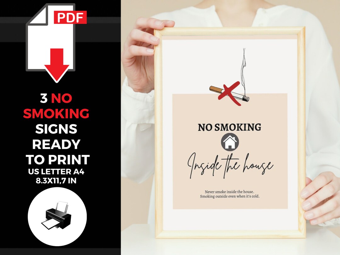 3 No Smoking Sign Printable Airbnb VRBO Rental Sign for Etsy