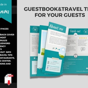 Airbnb welcome book template for vacation rentals Editable with Canva: digital and printable with tutorial image 2