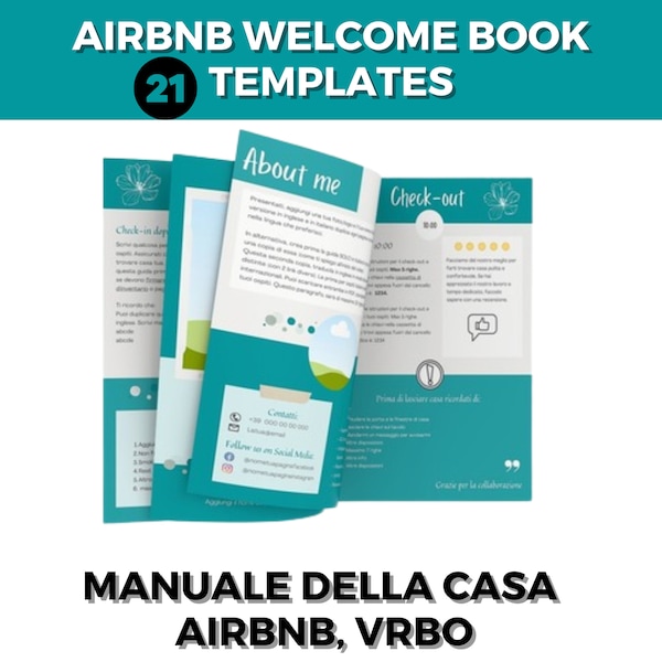 Modello libro di benvenuto Airbnb, regole delle case vacanze, locazioni turistiche, VRBO, Airbnb, editabile