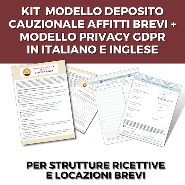 deposito cauzionale affitti brevi e modello privacy, GDPR