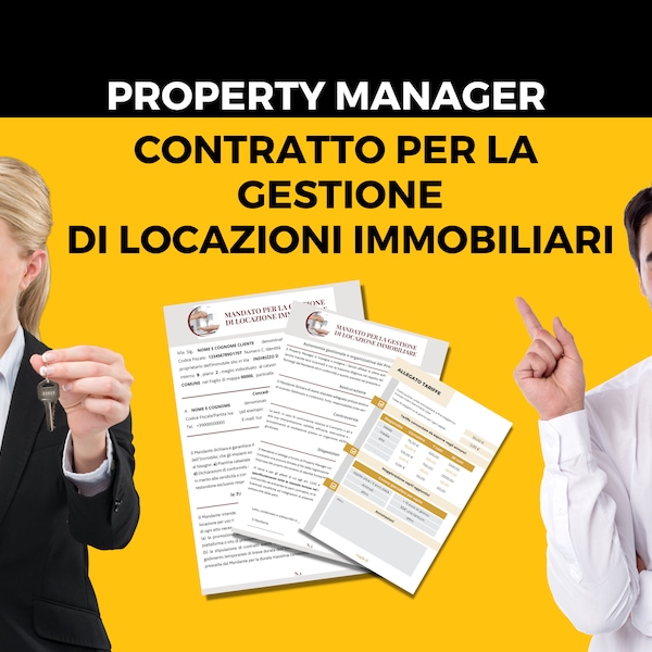 Contratto di gestione casa vacanze conto terzi | mandato per appartamenti turistici | Property Manager | editabile con Canva + tutorial