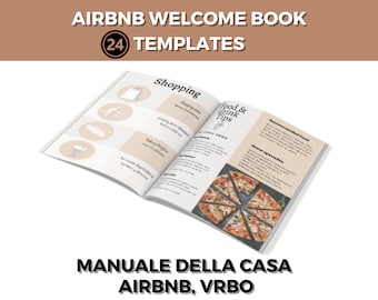 Manuale della casa Airbnb Guestbook |  |VRBO | Guide book for your guests | Guida editabile 100% su Canva free, con video tutorial