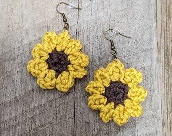 Sunflower Crochet Earrings