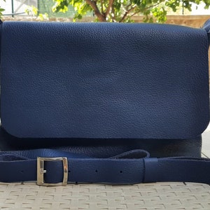 Indigo Blue Cross Body Leather Handbag for Women, Casual Shoulder Purse Anniversary Gift For Her, Messenger Satchel Christmas Gift