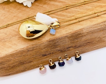 Water drop pregnancy bola in 18k gold plated and natural stone