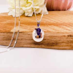 Pregnancy bola in 925 silver plated and semi-precious stone charm