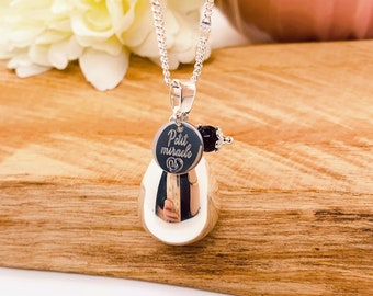 Silver plated water drop pregnancy bola with engraved charm