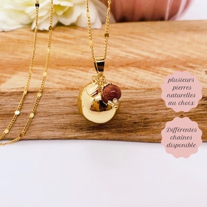 18k gold pregnancy bola and semi-precious stone charm
