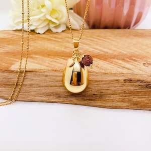 18k gold-plated water drop pregnancy bola and semi-precious stone charm