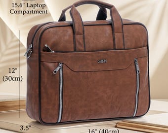 Personalized Crocodile Vegan Leather Laptop Bag / Monogrammed Briefcase
