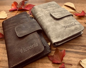 Personalized Vegan Leather Photo Wallet, Engraved Women's Purse
