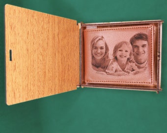 ENGRAVED Photo Wallet / Your Photos On The Wallet / Custom Billfold / Personalized Wallet Gift For Husband