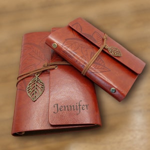 PERSONALIZED Vegan Leather Journal / Custom Engraved Photo Journal / Refillable Notebook / Gift For Boyfriend / Mother&#39;s Day Gift