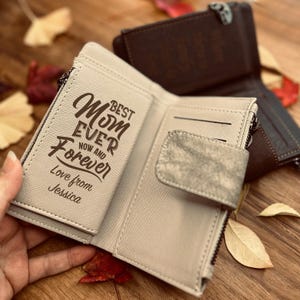 BILLETERA CON FOTO PERSONALIZADA, Monedero personalizado para mujer, Billetera de cuero vegano grabada, Regalo para mamá, La mejor mamá del mundo, Regalo para el día de la madre