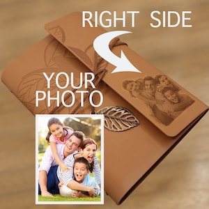 PERSONALIZED ENGRAVED PHOTO Notebook / Vegan Leather Journal / Refillable Notebook / Custom Calendar / Birthday Gift / Mother&#39;s Day Gift