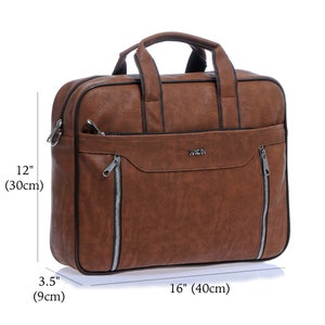 FREE PERSONALIZED Vegan Leather Laptop Bag Briefcase for Men Customized Messenger Bag Laptop Case Laptop Sleeve image 6