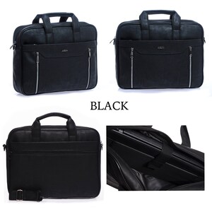 FREE PERSONALIZED Vegan Leather Laptop Bag Briefcase for Men Customized Messenger Bag Laptop Case Laptop Sleeve BLACK