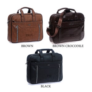 FREE PERSONALIZED Vegan Leather Laptop Bag Briefcase for Men Customized Messenger Bag Laptop Case Laptop Sleeve image 2