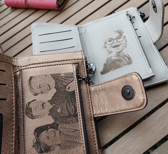 Custom Women Wallet Engraved Photo Wallet Vegan Leather Etsy
