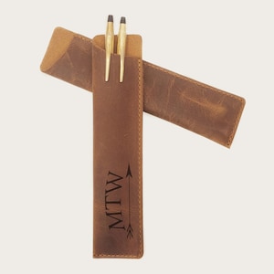 Genuine Leather Pen Case - Pen Pouch - Personalised Leather Pen Pouch - Pen Holder - Leather Pen Cover, Gift For Teacher