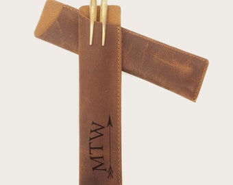 Personalized Leather Pen Case / Handmade Full Grain Pen Sleeve