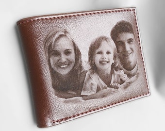 Vegan Leather PHOTO Wallet / Engraved Photo Wallet for Men / Personalized Gift for him / Gift For Boyfriend