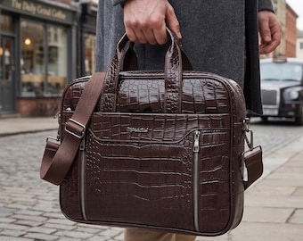 Maletín/bolso para portátil de piel vegana personalizado para hombre
