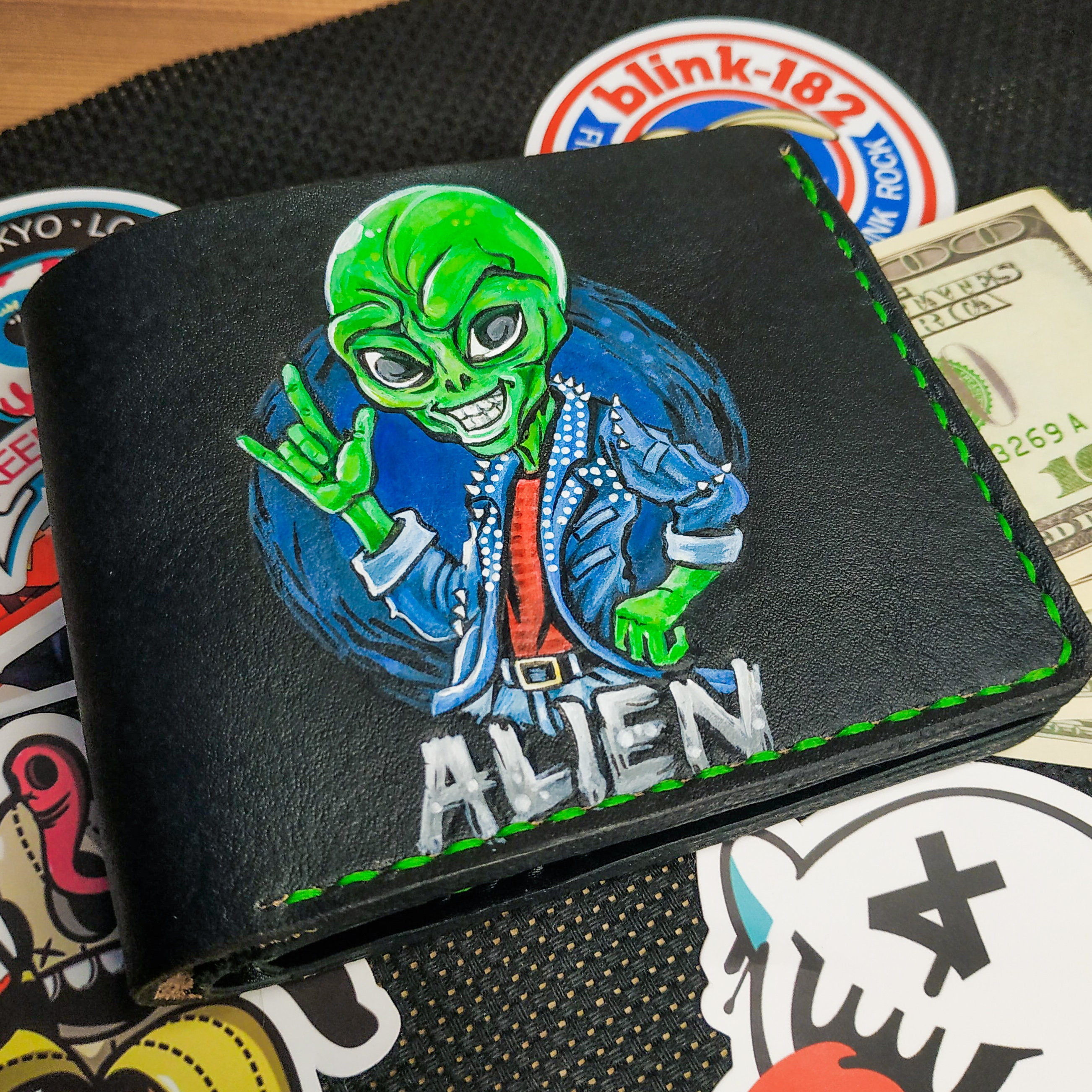 Leather wallet mens Carved wallet Cartoon wallet Funny Etsy