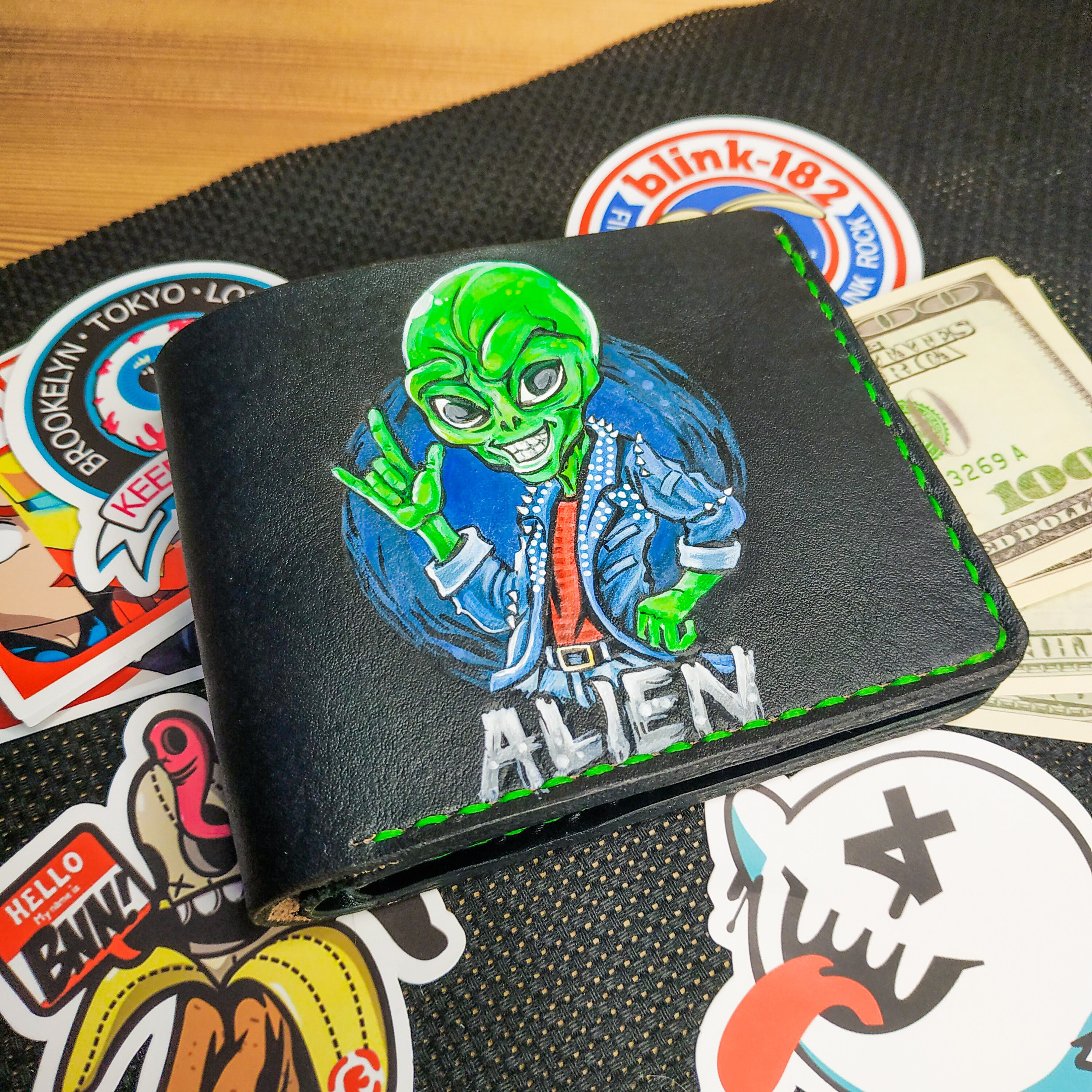 Leather wallet mens Carved wallet Cartoon wallet Funny Etsy