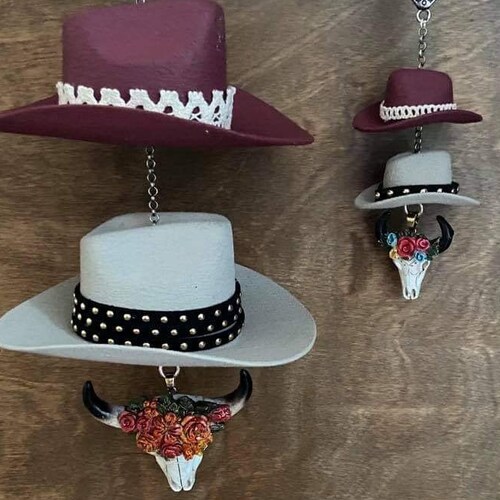Cowboy Hat Rearview Mirror Charms Cowboy Keychain Western Etsy