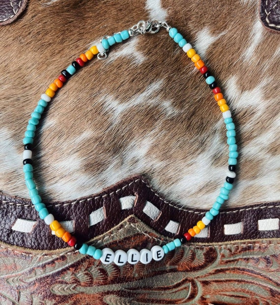 Buy Western Seed Bead Choker Turquoise Choker Online in India - Etsy