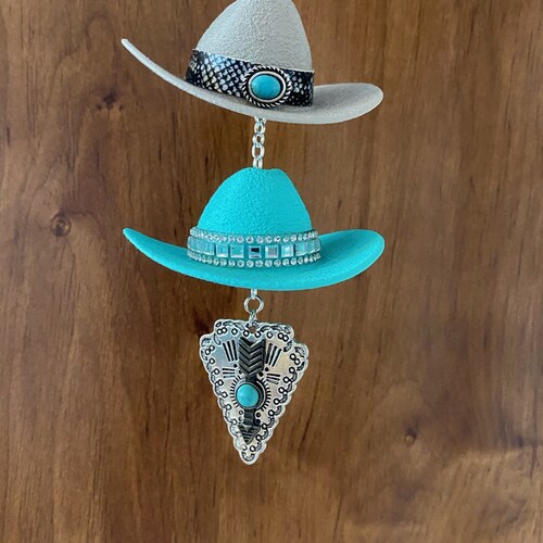 Cowboy Hat Rearview Mirror Charms Cowboy Keychain Western Etsy