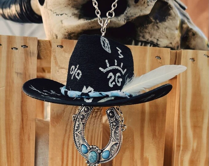 Cowboy Hat Rearview Mirror Charms, Cowboy Keychain, Western Mirror